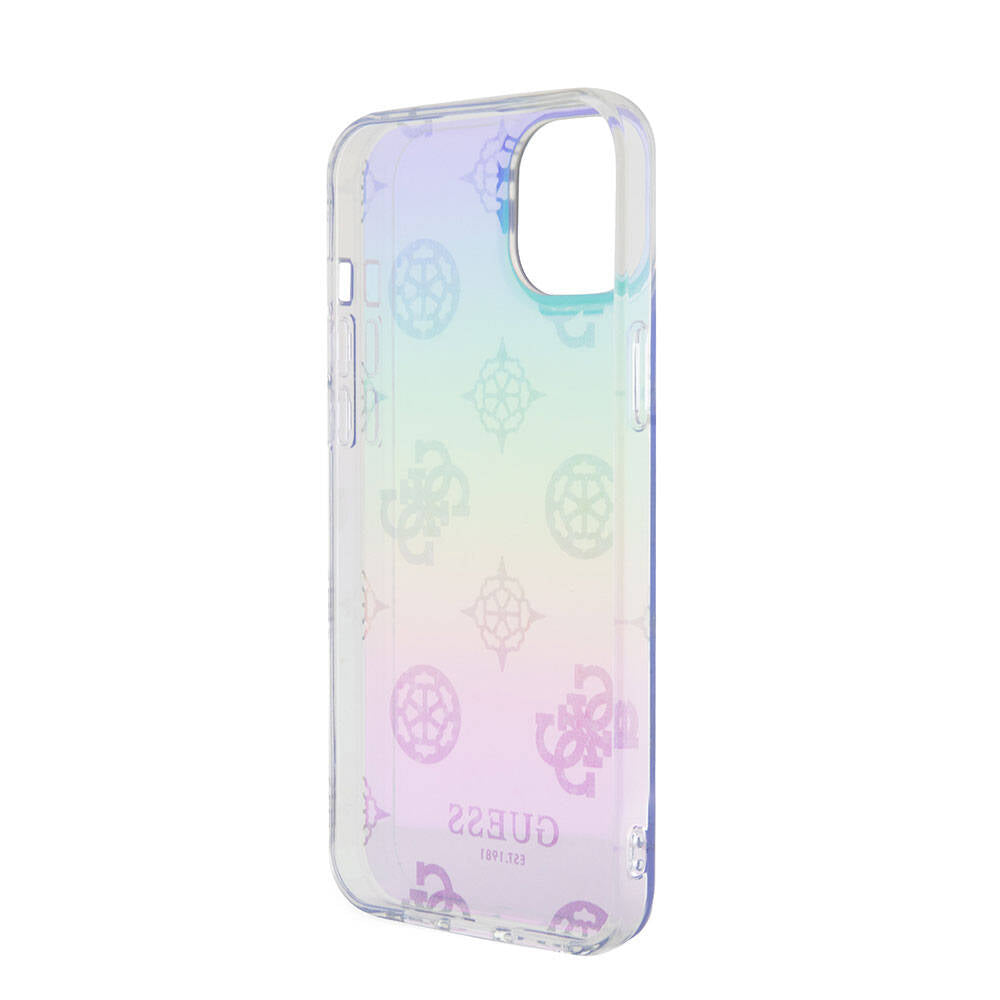 iPhone 15 Kılıf Guess Orjinal Lisanslı Desenli Yazı Logolu Askı İpli Holografik Glitter Peony Kılıf