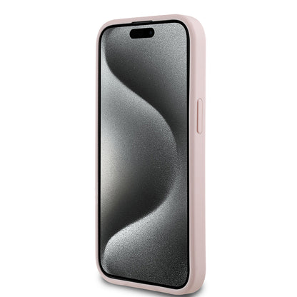 iPhone 15 Kılıf Guess Orjinal Lisanslı Gül Baskılı Büyük Metal Logo Dizaynlı Kılıf