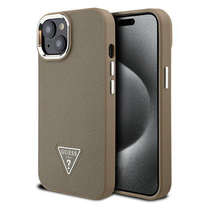 iPhone 15 Kılıf Guess Orjinal Lisanslı M-safe Şarj Özellikli Grained Triangle Kılıf