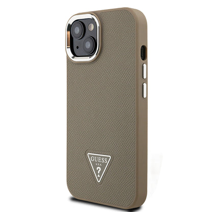 iPhone 15 Kılıf Guess Orjinal Lisanslı M-safe Şarj Özellikli Grained Triangle Kılıf