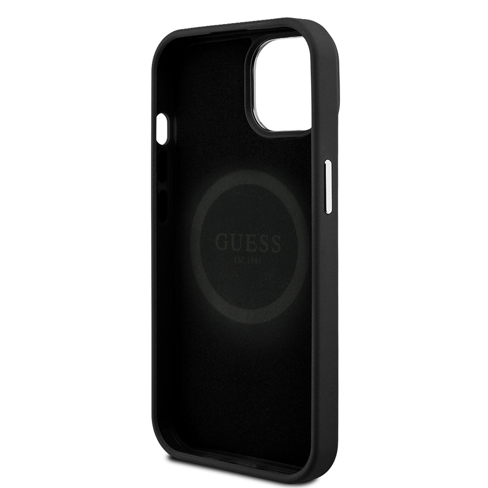 iPhone 15 Kılıf Guess Orjinal Lisanslı M-safe Şarj Özellikli Grained Triangle Kılıf