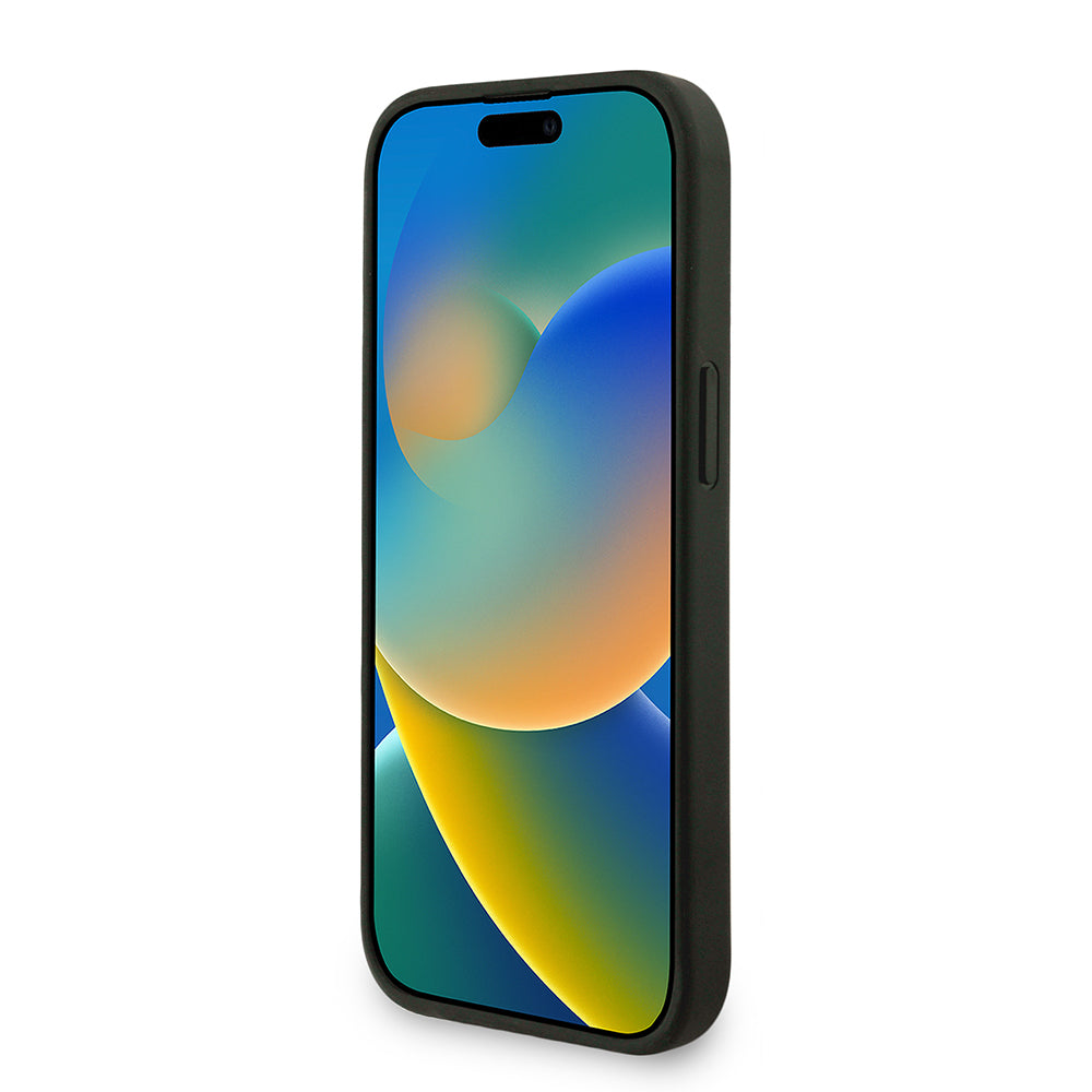 iPhone 15 Kılıf Guess Orjinal Lisanslı M-safe Şarj Özellikli PU Deri Bilek Askı İpli Yazı Logolu Kılıf