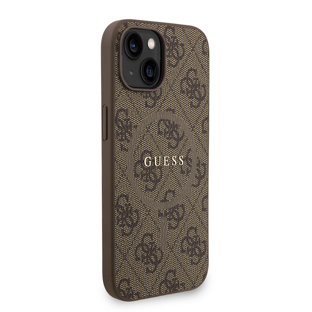 iPhone 15 Kılıf Guess Orjinal Lisanslı M-safe Şarj Özellikli PU Deri Bilek Askı İpli Yazı Logolu Kılıf