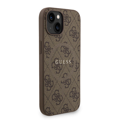 iPhone 15 Kılıf Guess Orjinal Lisanslı M-safe Şarj Özellikli PU Deri Bilek Askı İpli Yazı Logolu Kılıf