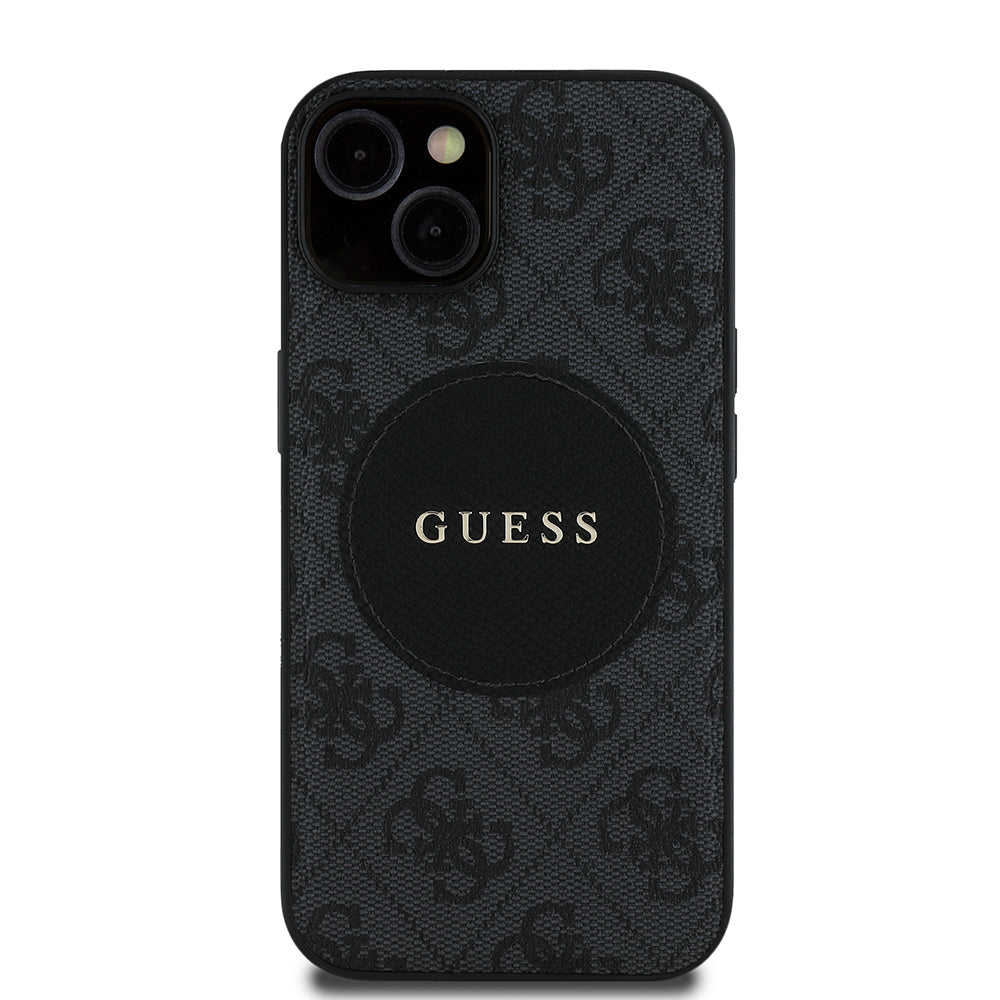 iPhone 15 Kılıf Guess Orjinal Lisanslı M-safe Şarj Özellikli Yazı Logolu Circle Classic Kılıf