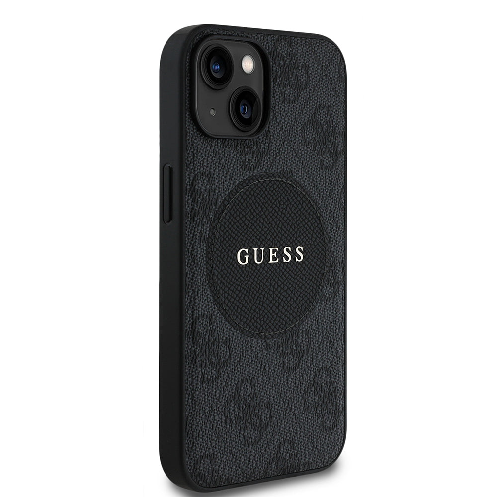 iPhone 15 Kılıf Guess Orjinal Lisanslı M-safe Şarj Özellikli Yazı Logolu Circle Classic Kılıf