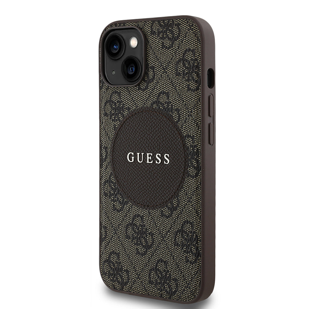 iPhone 15 Kılıf Guess Orjinal Lisanslı M-safe Şarj Özellikli Yazı Logolu Circle Classic Kılıf