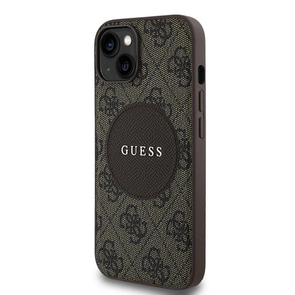 iPhone 15 Kılıf Guess Orjinal Lisanslı M-safe Şarj Özellikli Yazı Logolu Circle Classic Kılıf