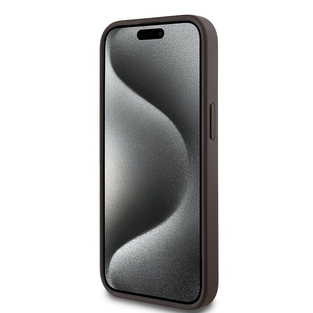 Apple iPhone 15 Kılıf Guess Orjinal Lisanslı M-safe Şarj Özellikli Yazı Logolu Circle Classic Kapak Pembe