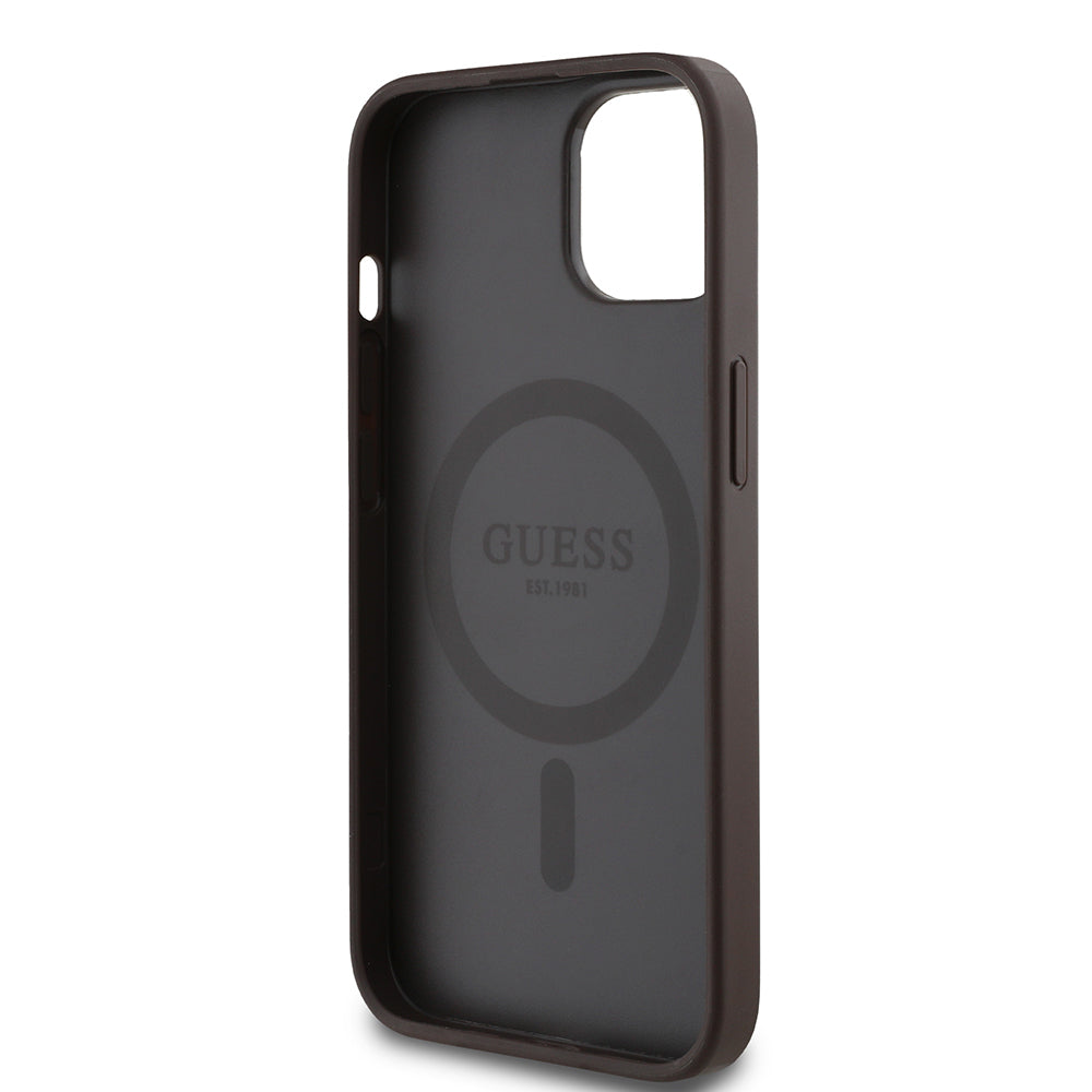 iPhone 15 Kılıf Guess Orjinal Lisanslı M-safe Şarj Özellikli Yazı Logolu Circle Classic Kılıf