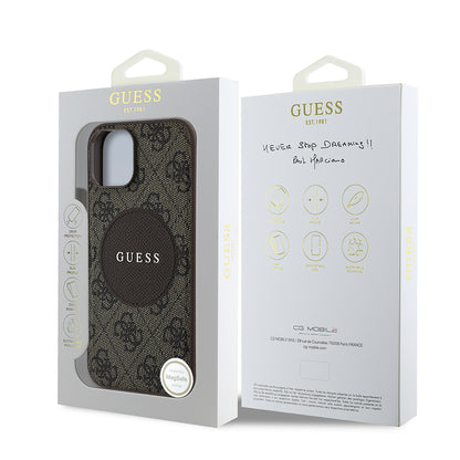 iPhone 15 Kılıf Guess Orjinal Lisanslı M-safe Şarj Özellikli Yazı Logolu Circle Classic Kılıf