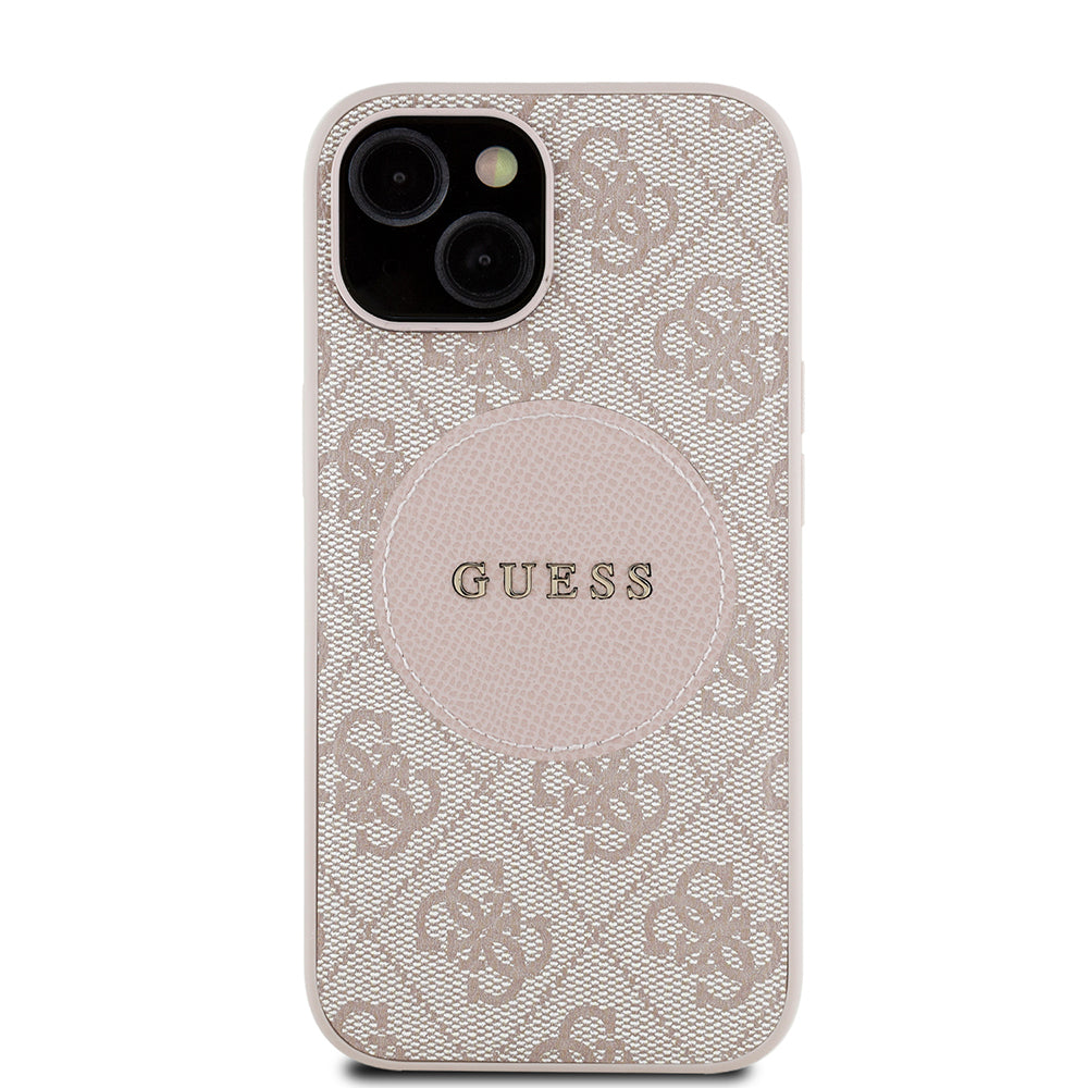 iPhone 15 Kılıf Guess Orjinal Lisanslı M-safe Şarj Özellikli Yazı Logolu Circle Classic Kılıf
