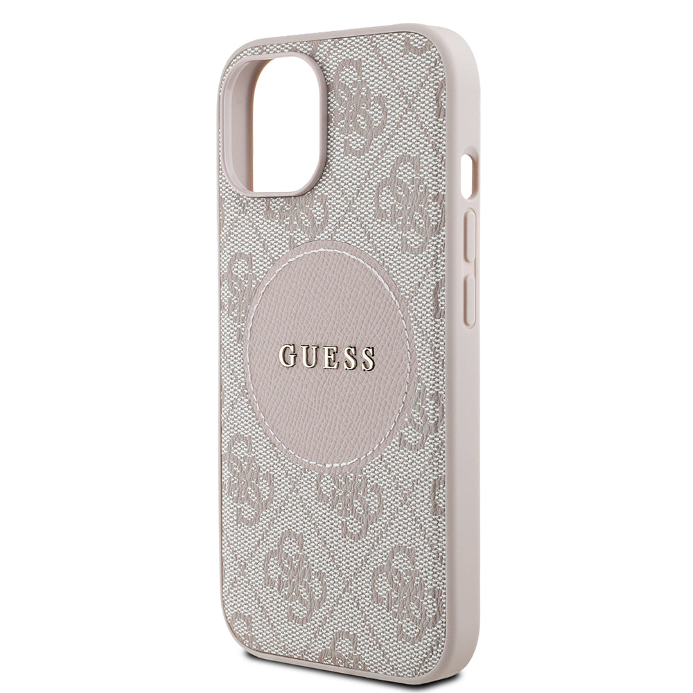 iPhone 15 Kılıf Guess Orjinal Lisanslı M-safe Şarj Özellikli Yazı Logolu Circle Classic Kılıf