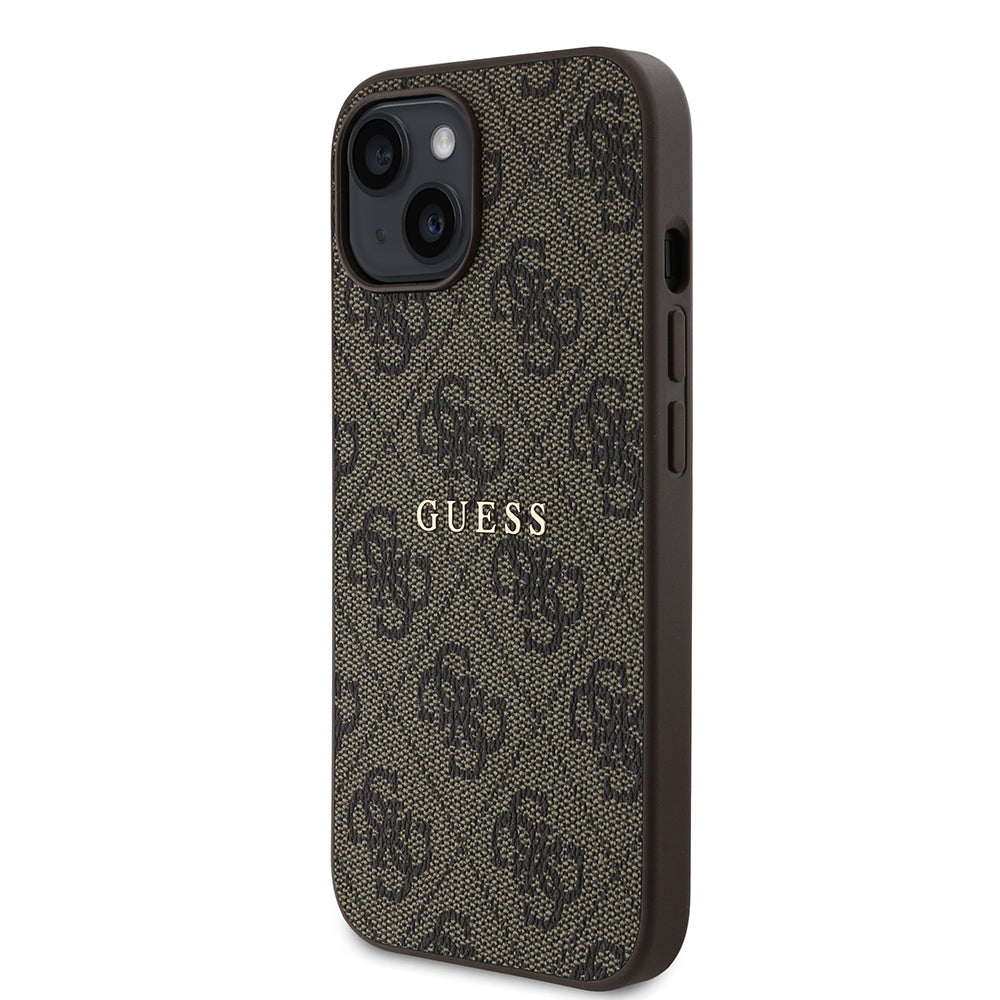 iPhone 15 Kılıf Guess Orjinal Lisanslı M-safe Şarj Özellikli 4G Desen Yazı Logolu Kılıf