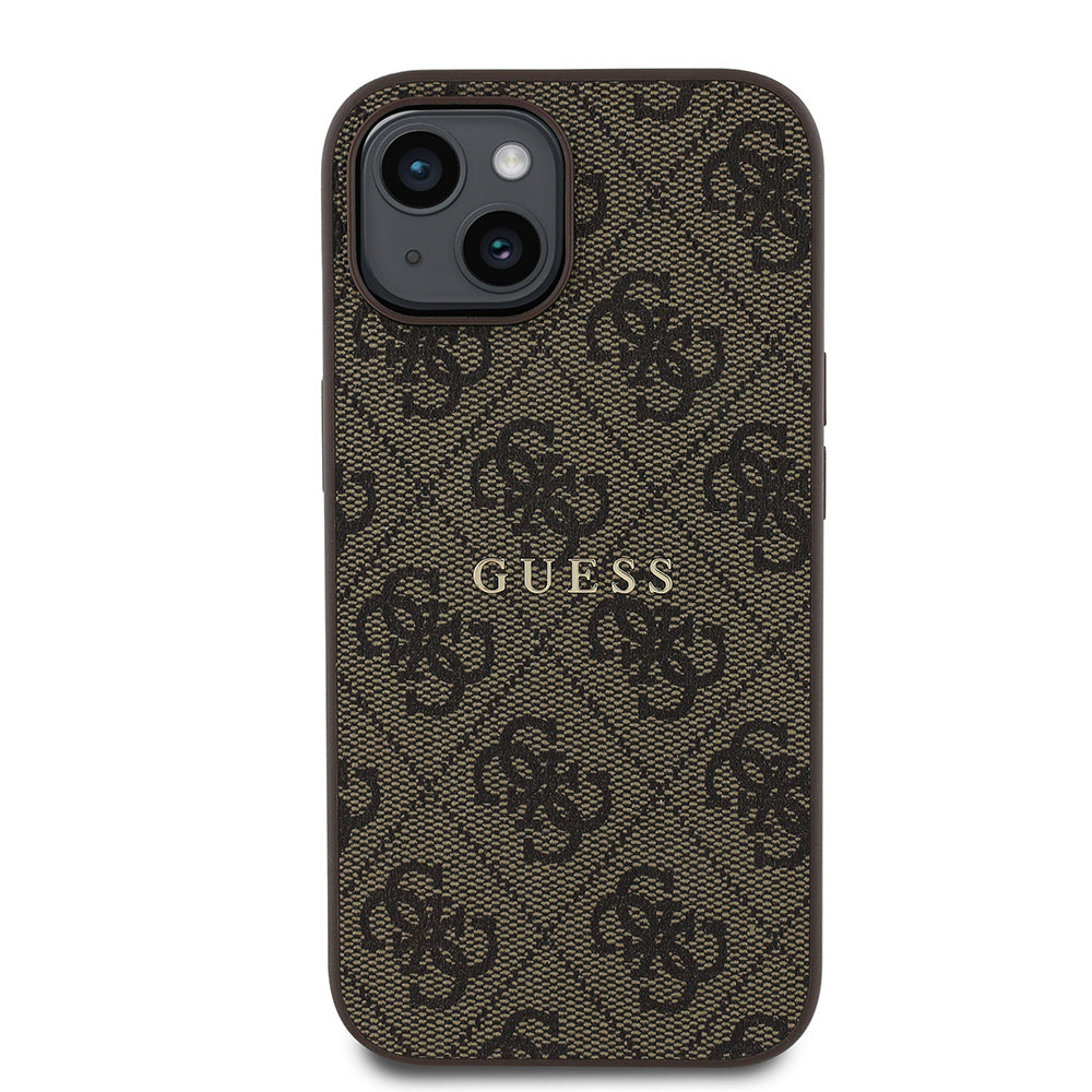iPhone 15 Kılıf Guess Orjinal Lisanslı M-safe Şarj Özellikli 4G Desen Yazı Logolu Kılıf