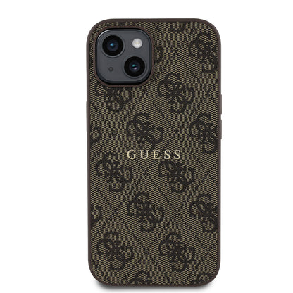 iPhone 15 Kılıf Guess Orjinal Lisanslı M-safe Şarj Özellikli 4G Desen Yazı Logolu Kılıf