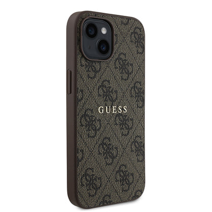 iPhone 15 Kılıf Guess Orjinal Lisanslı M-safe Şarj Özellikli 4G Desen Yazı Logolu Kılıf