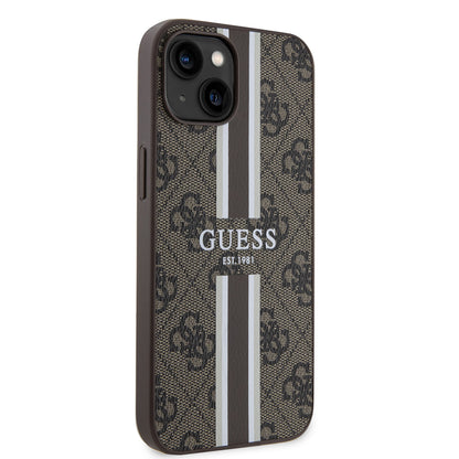 iPhone 15 Kılıf Guess Orjinal Lisanslı M-safe Şarj Özellikli 4G Şerit Tasarımlı Printed Kılıf