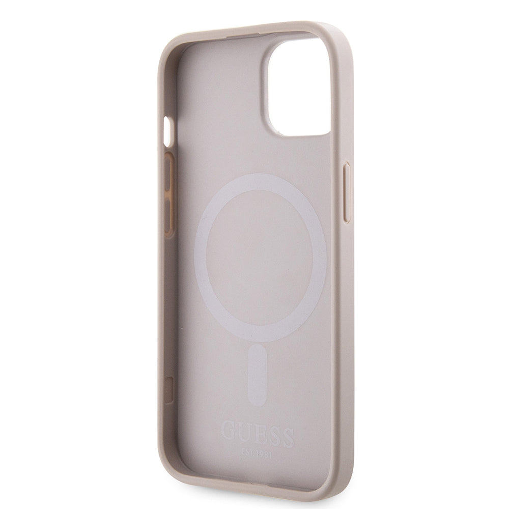 iPhone 15 Kılıf Guess Orjinal Lisanslı M-safe Şarj Özellikli 4G Şerit Tasarımlı Printed Kılıf