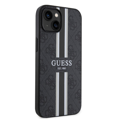 iPhone 15 Kılıf Guess Orjinal Lisanslı M-safe Şarj Özellikli 4G Şerit Tasarımlı Printed Kılıf