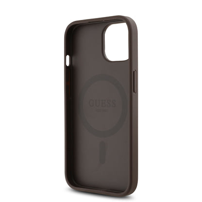 iPhone 15 Kılıf Guess Orjinal Lisanslı M-safe Şarj Özellikli Gül Baskılı 4G Desenli Yazı Logolu Kılıf