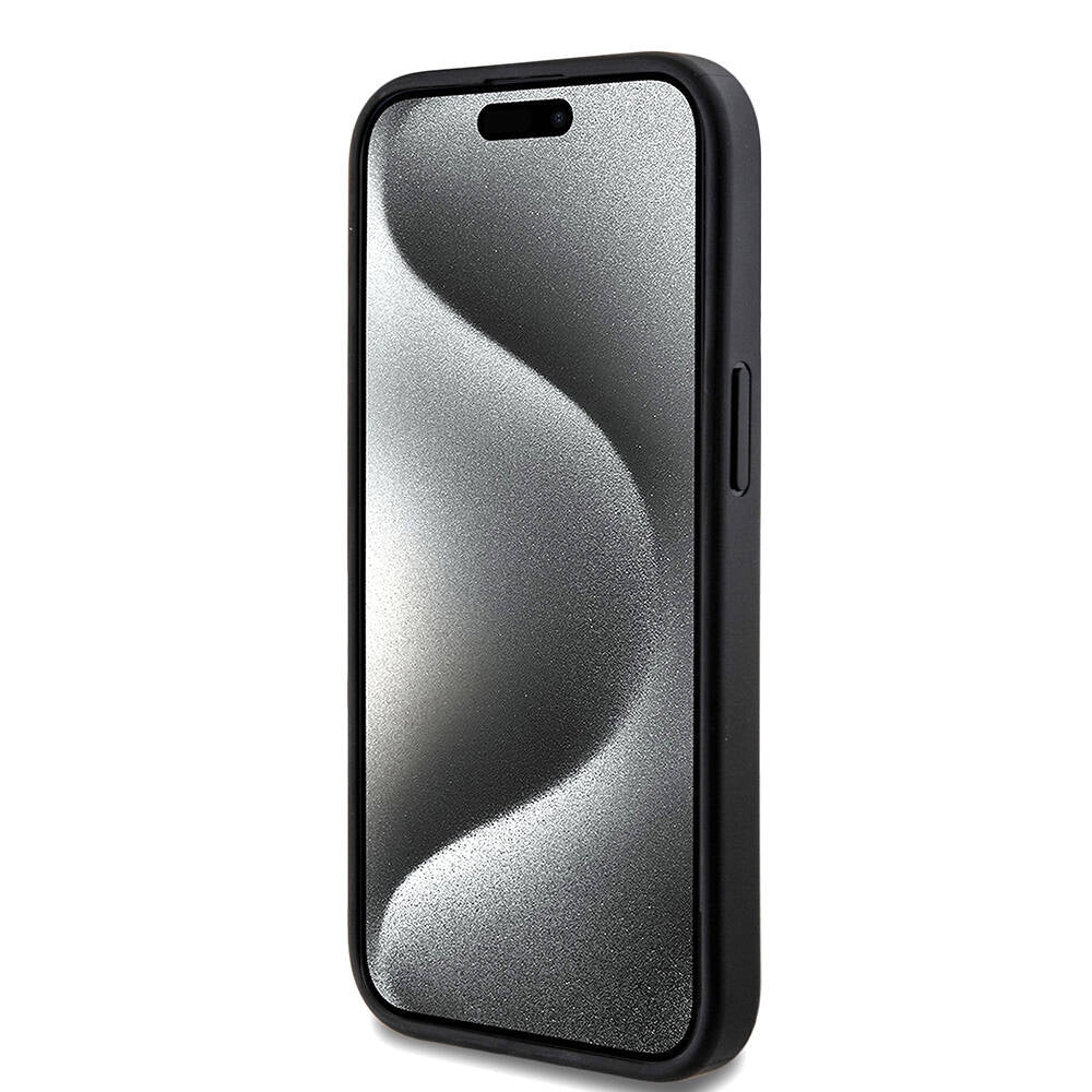 iPhone 15 Kılıf Guess Orjinal Lisanslı M-safe Şarj Özellikli PU Halkalı 4G Desenli Yazı Logolu Kılıf