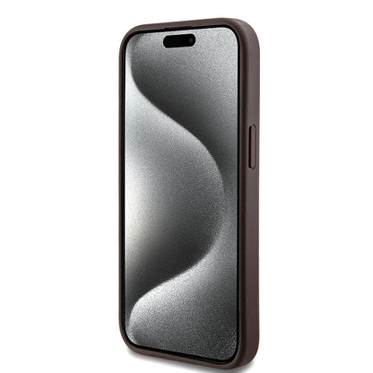 iPhone 15 Kılıf Guess Orjinal Lisanslı M-safe Şarj Özellikli PU Halkalı 4G Desenli Yazı Logolu Kılıf