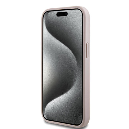 iPhone 15 Kılıf Guess Orjinal Lisanslı M-safe Şarj Özellikli PU Halkalı 4G Desenli Yazı Logolu Kılıf