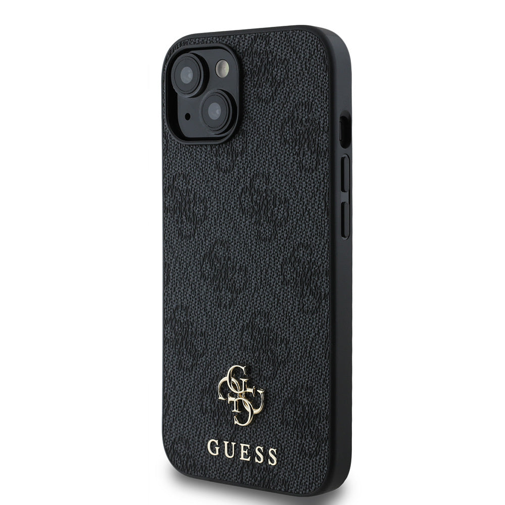 Apple iPhone 15 Kılıf Guess Orjinal Lisanslı Magsafe Şarj Özellikli Small 4G Classic Kapak Siyah