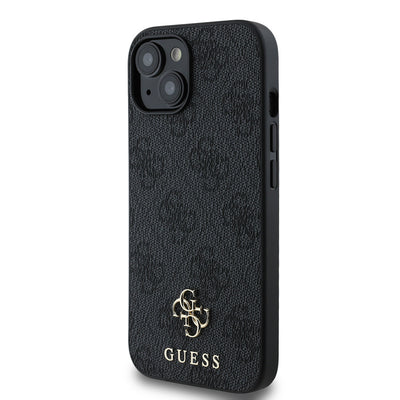 Apple iPhone 15 Kılıf Guess Orjinal Lisanslı Magsafe Şarj Özellikli Small 4G Classic Kapak Siyah