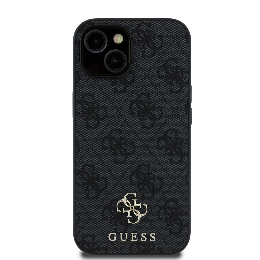 Apple iPhone 15 Kılıf Guess Orjinal Lisanslı Magsafe Şarj Özellikli Small 4G Classic Kapak Siyah