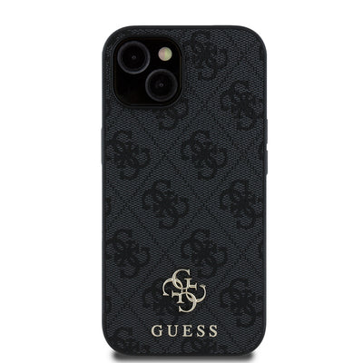 Apple iPhone 15 Kılıf Guess Orjinal Lisanslı Magsafe Şarj Özellikli Small 4G Classic Kapak Siyah