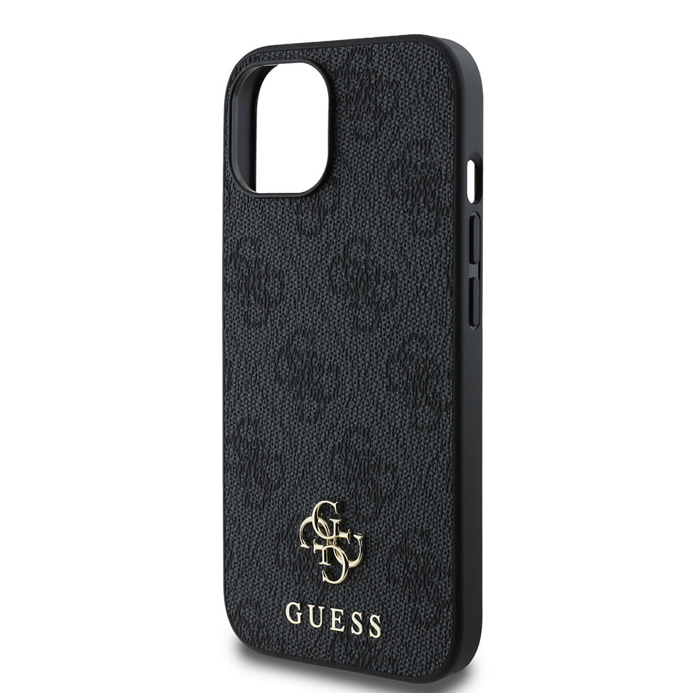 Apple iPhone 15 Kılıf Guess Orjinal Lisanslı Magsafe Şarj Özellikli Small 4G Classic Kapak Siyah
