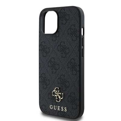 Apple iPhone 15 Kılıf Guess Orjinal Lisanslı Magsafe Şarj Özellikli Small 4G Classic Kapak Siyah