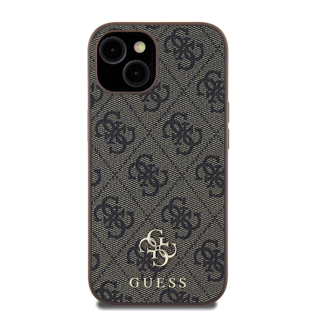 Apple iPhone 15 Kılıf Guess Orjinal Lisanslı Magsafe Şarj Özellikli Small 4G Classic Kapak Siyah