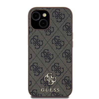Apple iPhone 15 Kılıf Guess Orjinal Lisanslı Magsafe Şarj Özellikli Small 4G Classic Kapak Siyah