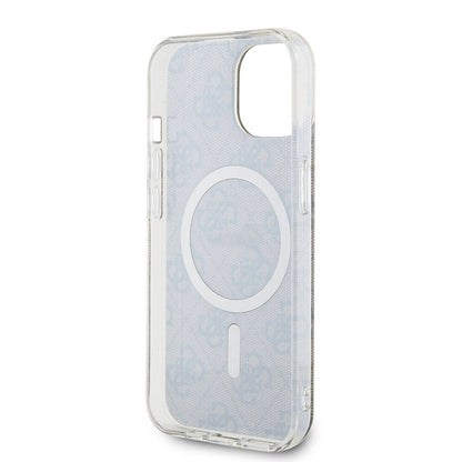 iPhone 15 Kılıf Guess Orjinal Lisanslı M-safe Şarj Özellikli Yazı Logolu 4G Desenli Kılıf