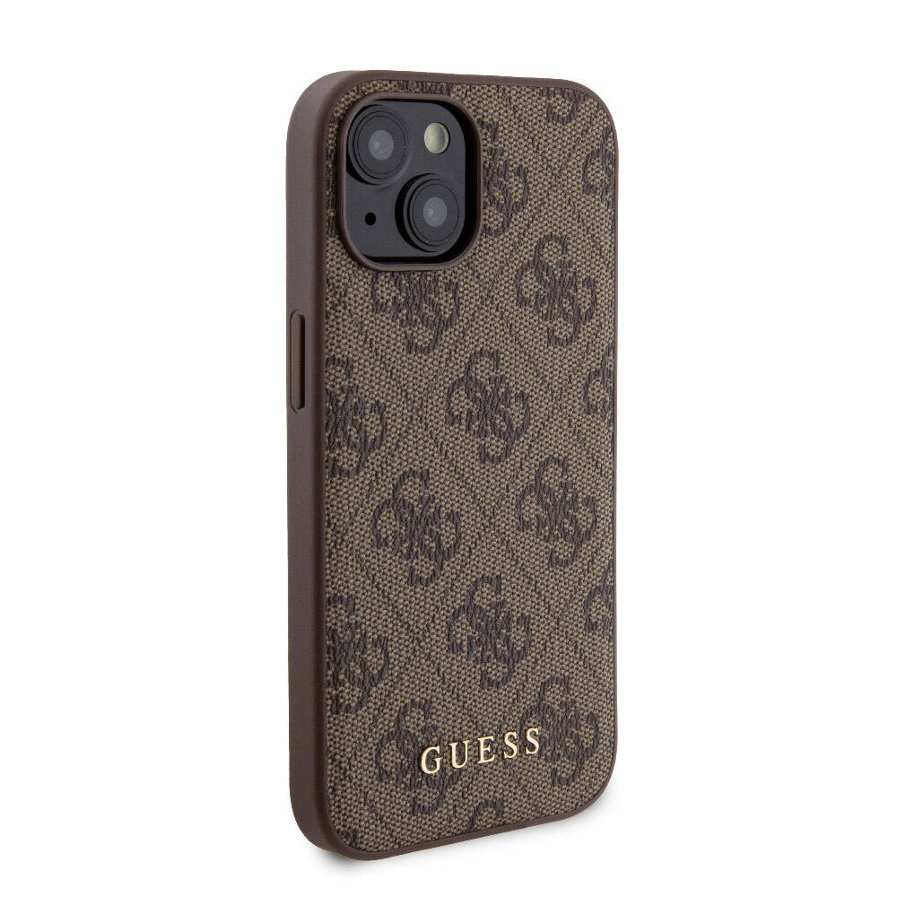 iPhone 15 Kılıf Guess Orjinal Lisanslı M-safe Şarj Özellikli Yazı Logolu 4G Desenli Kılıf + Powerbank 5000mAh 2in1 Set