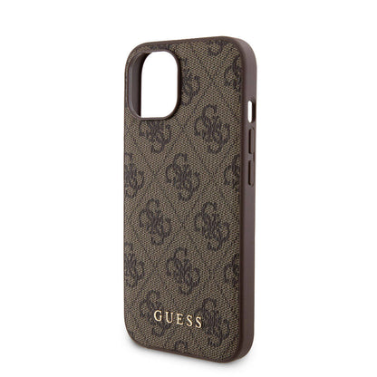 iPhone 15 Kılıf Guess Orjinal Lisanslı M-safe Şarj Özellikli Yazı Logolu 4G Desenli Kılıf + Powerbank 5000mAh 2in1 Set