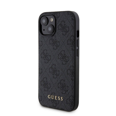 Apple iPhone 15 Kılıf Guess Orjinal Lisanslı Magsafe Şarj Özellikli Yazı Logolu 4G Desenli Kapak + Powerbank 5000mAh 2in1 Set Siyah