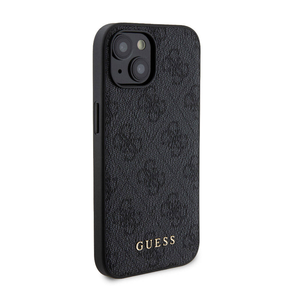 Apple iPhone 15 Kılıf Guess Orjinal Lisanslı Magsafe Şarj Özellikli Yazı Logolu 4G Desenli Kapak + Powerbank 5000mAh 2in1 Set Siyah