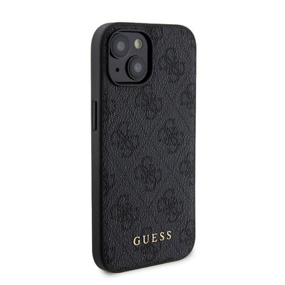Apple iPhone 15 Kılıf Guess Orjinal Lisanslı Magsafe Şarj Özellikli Yazı Logolu 4G Desenli Kapak + Powerbank 5000mAh 2in1 Set Siyah