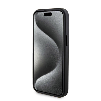 iPhone 15 Kılıf Guess Orjinal Lisanslı M-safe Şarj Özellikli Yazı Logolu 4G Desenli Kılıf + Powerbank 5000mAh 2in1 Set