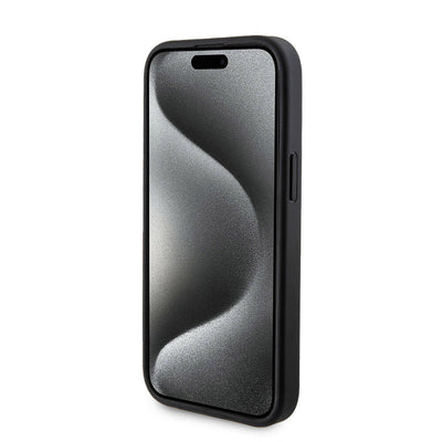 Apple iPhone 15 Kılıf Guess Orjinal Lisanslı Magsafe Şarj Özellikli Yazı Logolu 4G Desenli Kapak + Powerbank 5000mAh 2in1 Set Siyah