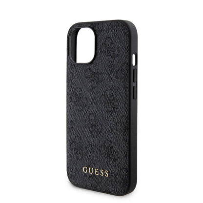 iPhone 15 Kılıf Guess Orjinal Lisanslı M-safe Şarj Özellikli Yazı Logolu 4G Desenli Kılıf + Powerbank 5000mAh 2in1 Set