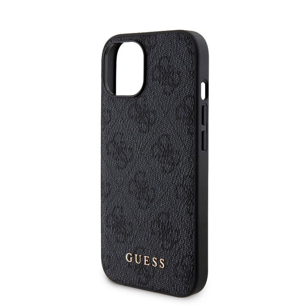Apple iPhone 15 Kılıf Guess Orjinal Lisanslı Magsafe Şarj Özellikli Yazı Logolu 4G Desenli Kapak + Powerbank 5000mAh 2in1 Set Siyah