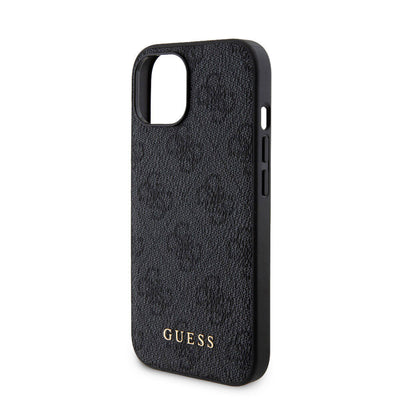 Apple iPhone 15 Kılıf Guess Orjinal Lisanslı Magsafe Şarj Özellikli Yazı Logolu 4G Desenli Kapak + Powerbank 5000mAh 2in1 Set Siyah