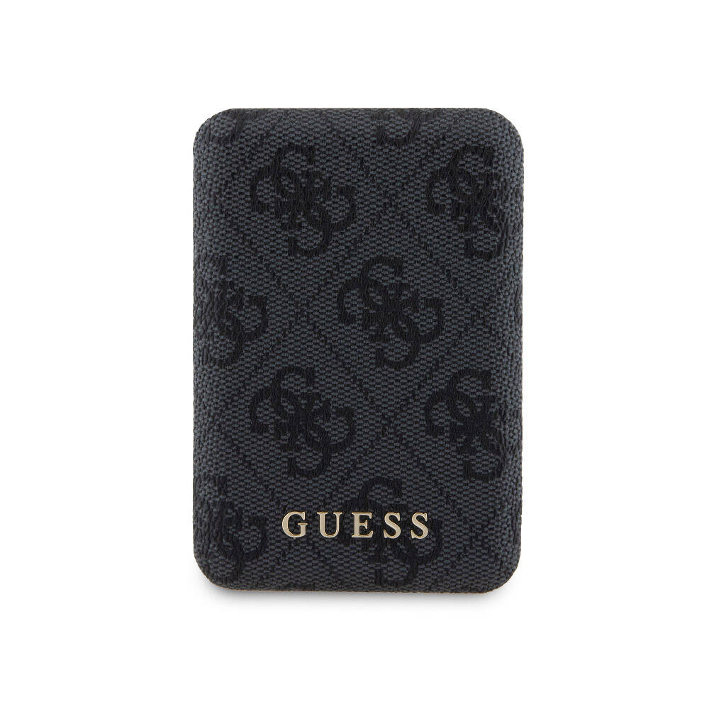Apple iPhone 15 Kılıf Guess Orjinal Lisanslı Magsafe Şarj Özellikli Yazı Logolu 4G Desenli Kapak + Powerbank 5000mAh 2in1 Set Siyah