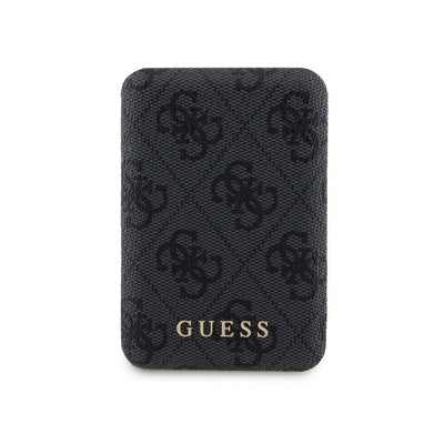Apple iPhone 15 Kılıf Guess Orjinal Lisanslı Magsafe Şarj Özellikli Yazı Logolu 4G Desenli Kapak + Powerbank 5000mAh 2in1 Set Siyah