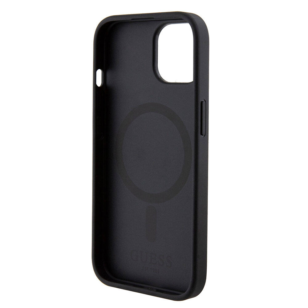 iPhone 15 Kılıf Guess Orjinal Lisanslı M-safe Şarj Özellikli Yazı Logolu Saffiano Kılıf
